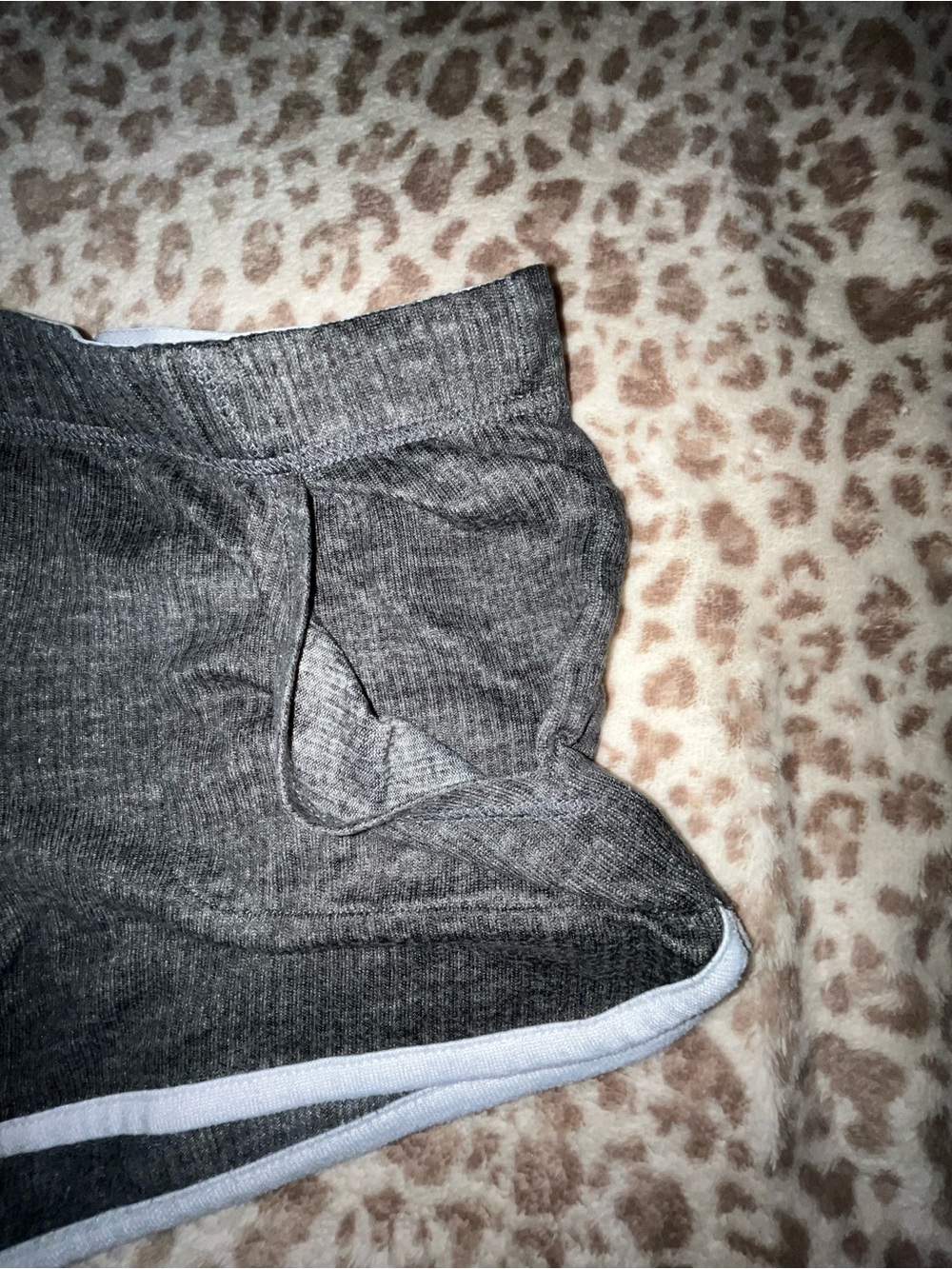 Jockey- Ribbed Dark Gray Lounge Shorts with White Trim - Picture 2 of 3